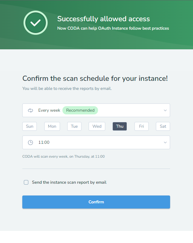 CODA Setup Instance Schedule